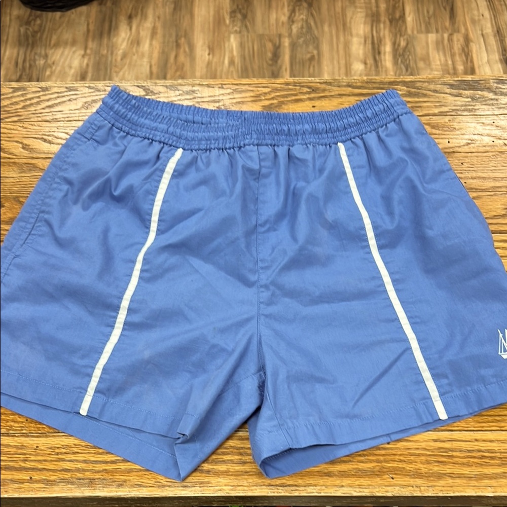 VINTAGE ACTIVA | blue/wht piping swim shorts/trunks